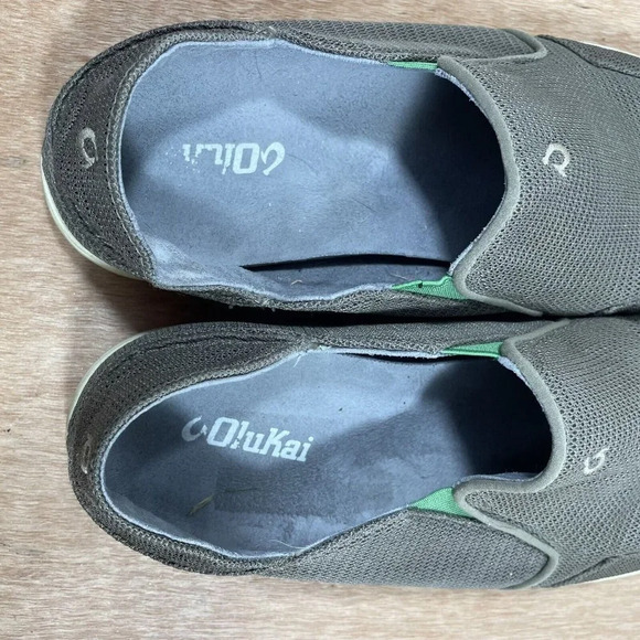 OluKai Nohea Mesh Mens Size 9.5 Olive Green Slip On Walking Beach Loafers Shoes main image 8